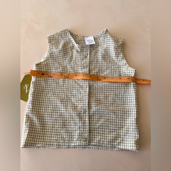 NWT - Handmade Button Down Sleeveless Top/Vest - Tan & Cream Gingham - Size 3-4T - Picture 5 of 6